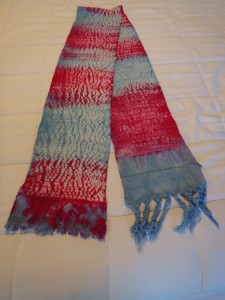 Here's a longer piece. The thin yarn wove one twill pattern and the thick yarn wove another twill pattern.